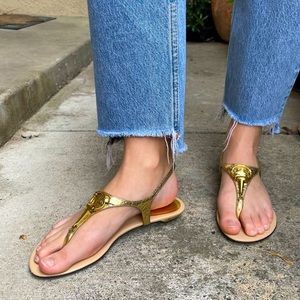 Gold Gucci all leather sandals